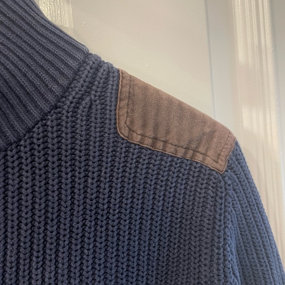 Roots Mens Chunky Thick Warm Cozy Button Up Blue Cardigan  Medium - Picture 4 of 8